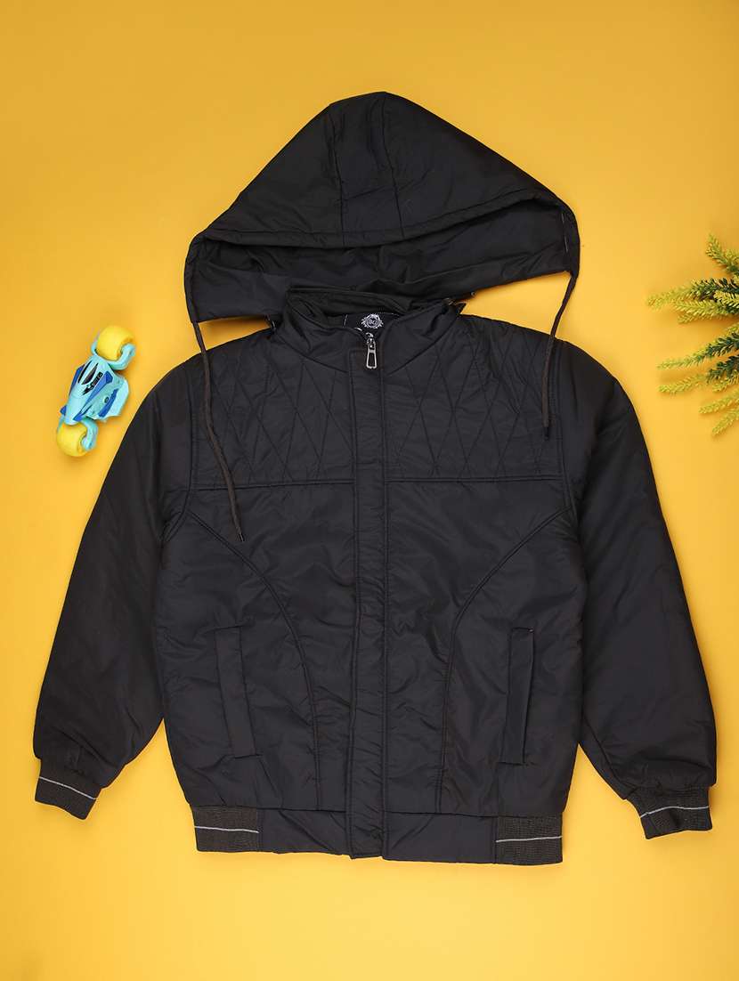 boys solid long sleeve quilted jacket