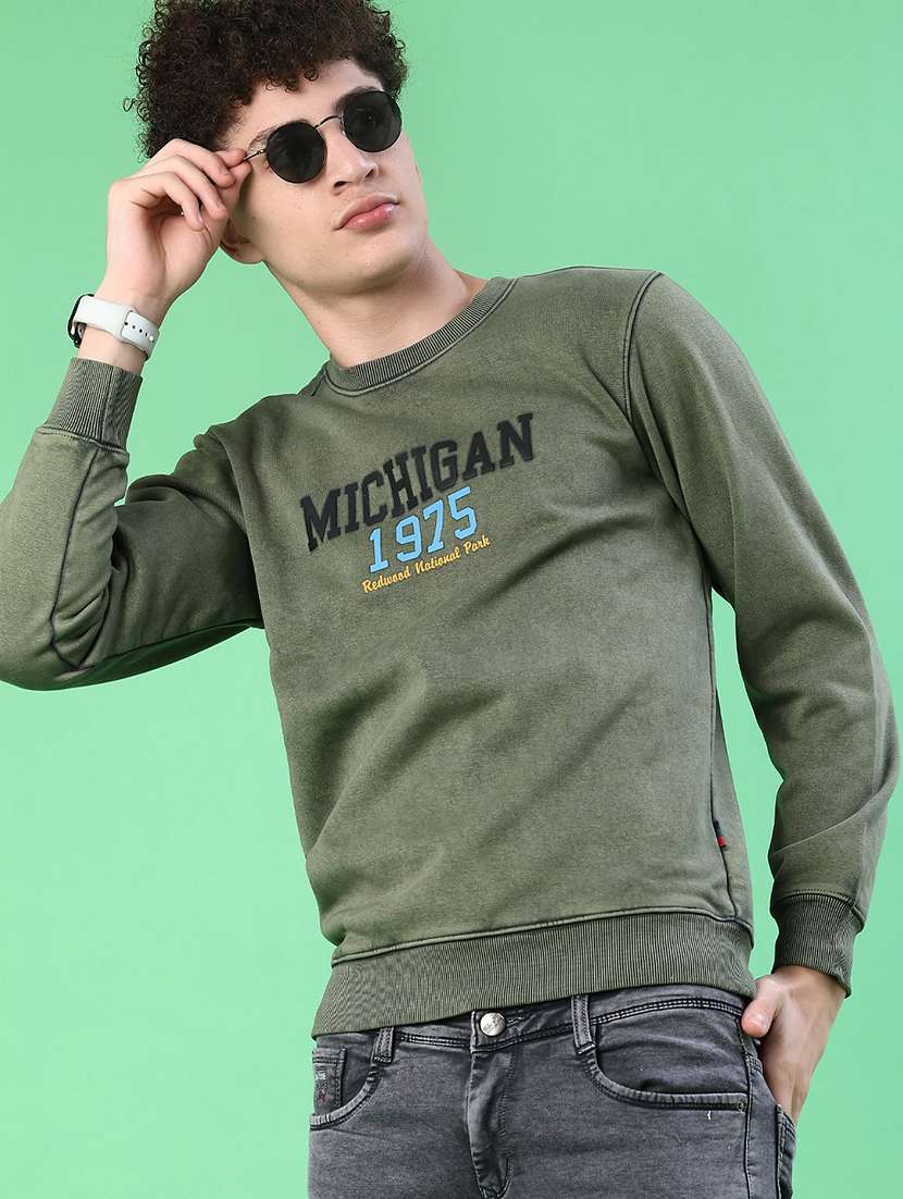 men chest print long sleeve regular fit sweatshirt - 22172170 -  Zoom Image - 0