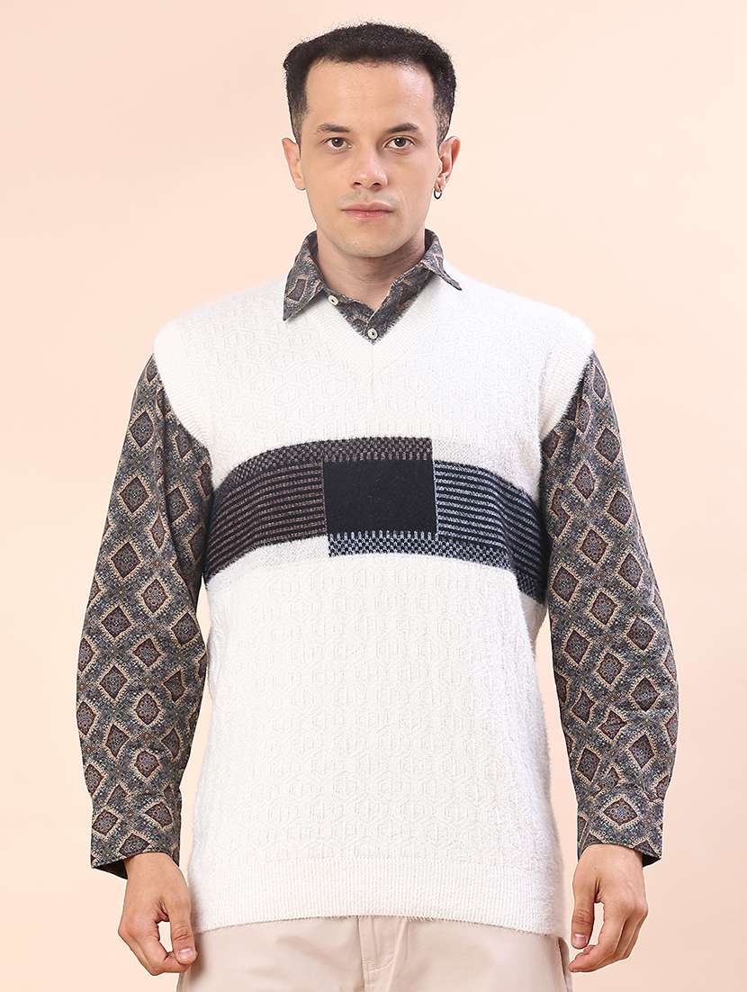 white cotton blend pullover