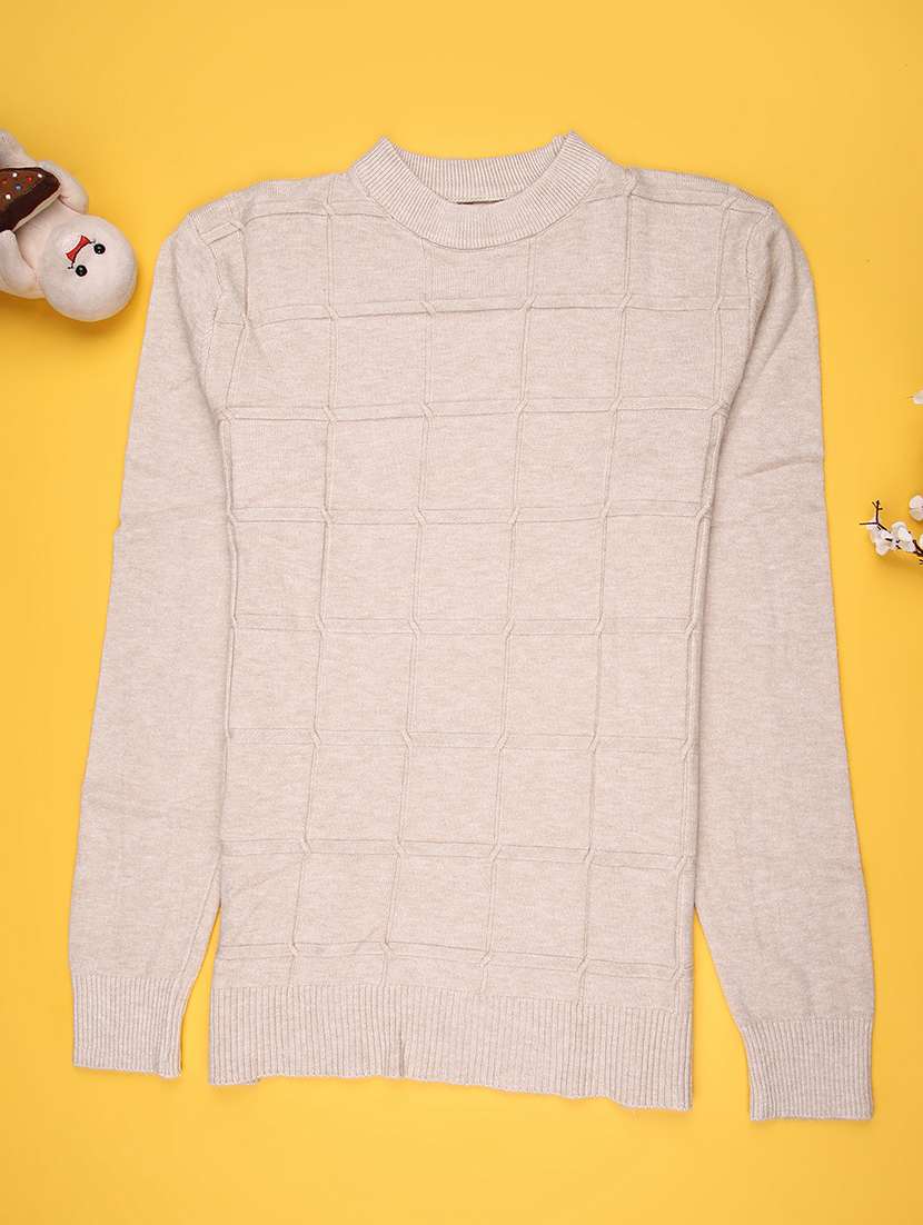 men checkered long sleeve slim fit pullover 