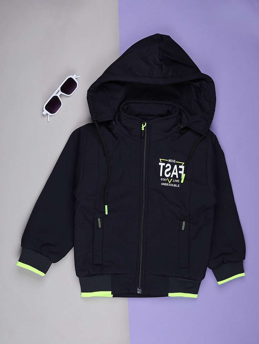 boys navy blue hooded casual jacket