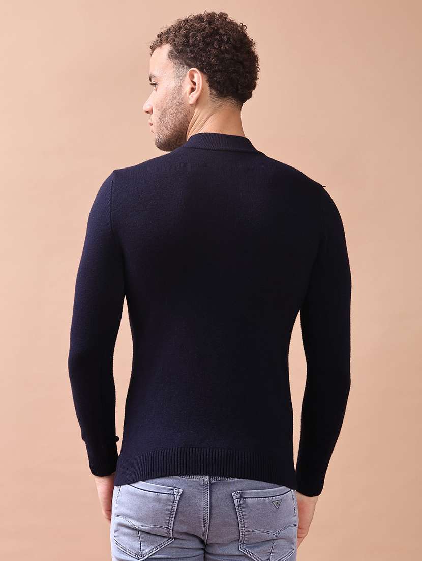 men solid long sleeve slim fit pullover  - 22172300 -  Standard Image - 3