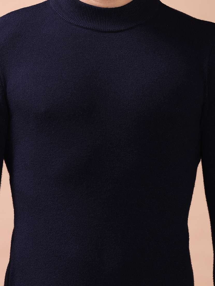 men solid long sleeve slim fit pullover  - 22172300 -  Standard Image - 5