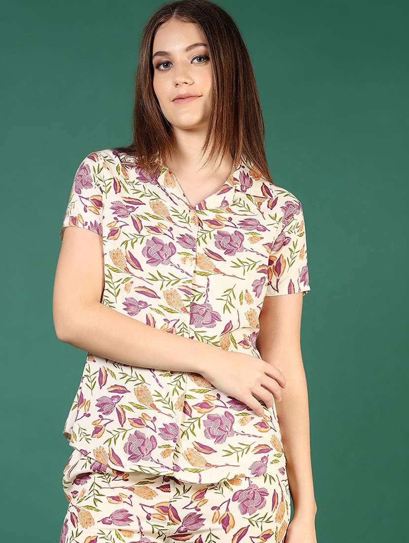 women printed nightwear pyjama set - 22172310 -  Standard Image - 3