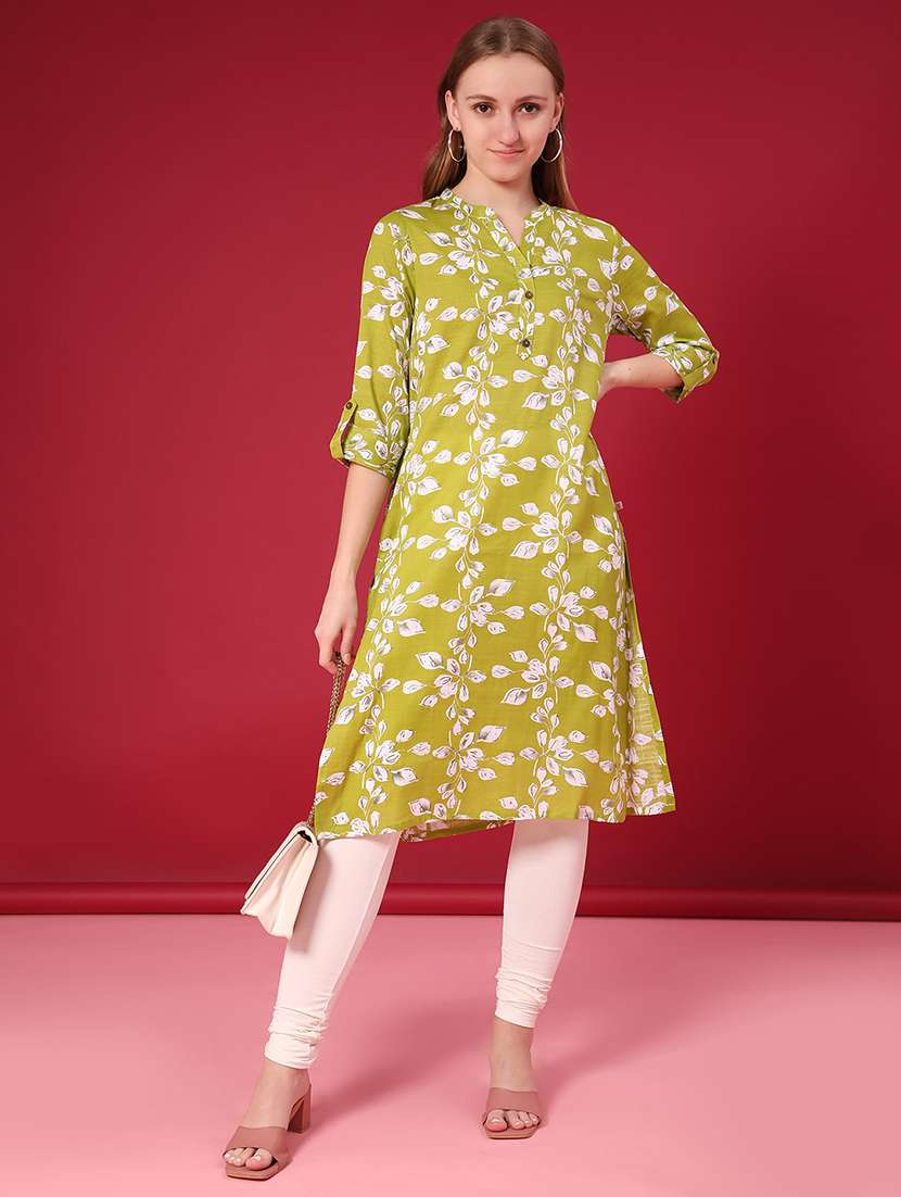 women printed three quarter sleeve straight kurta - 22173015 -  Standard Image - 3