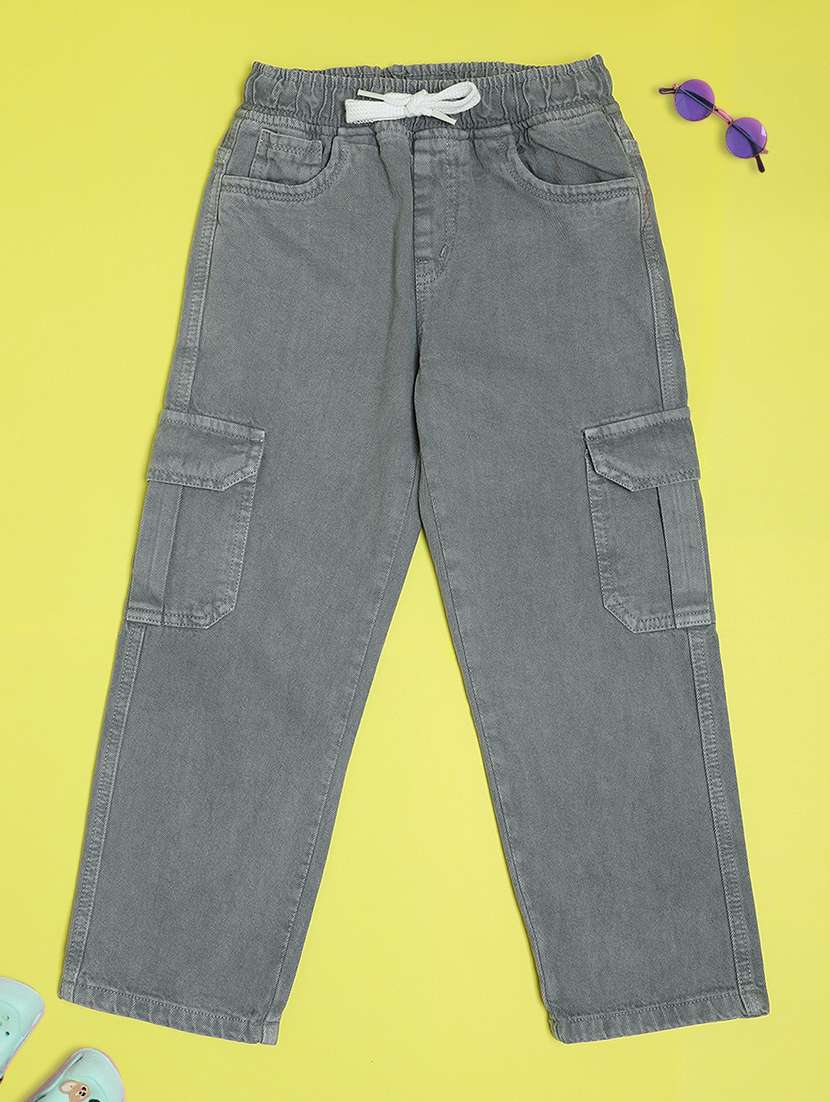 boys grey poly cotton plain jean
