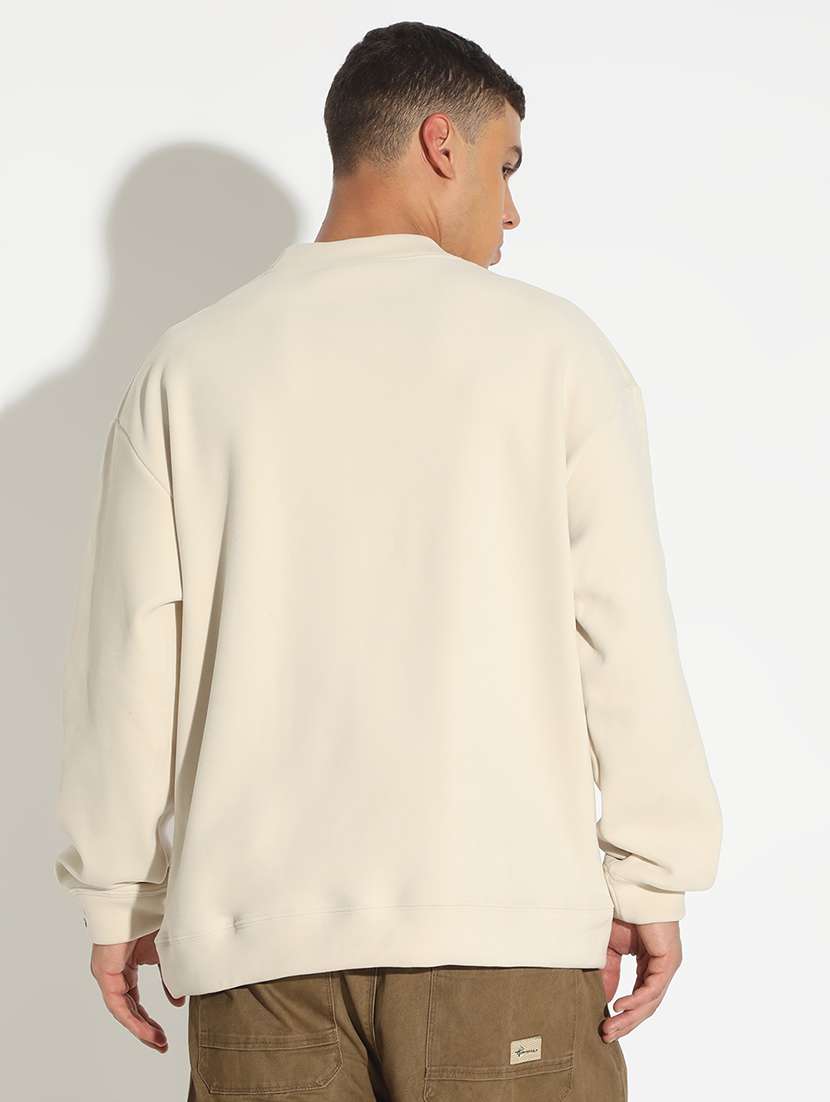 men cream solid long sleeve pullover - 22173623 -  Standard Image - 3