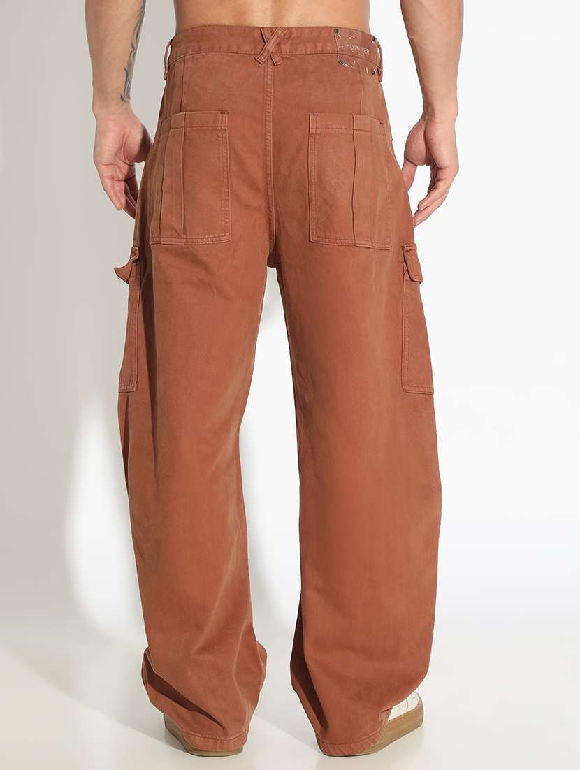 men solid mid rise baggy cargo - 22173626 -  Standard Image - 3