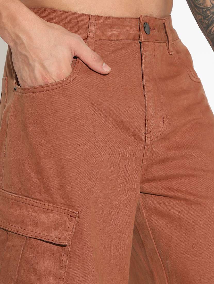 men solid mid rise baggy cargo - 22173626 -  Standard Image - 5