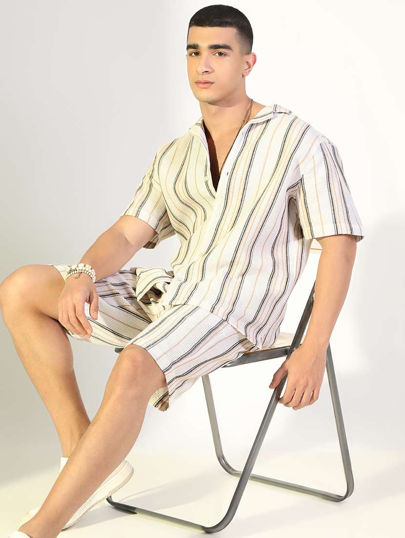 men striped shirt and shorts co-ord set