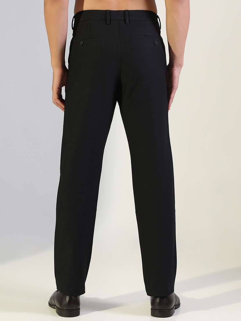 men solid mid rise flat front formal trouser - 22173645 -  Standard Image - 3