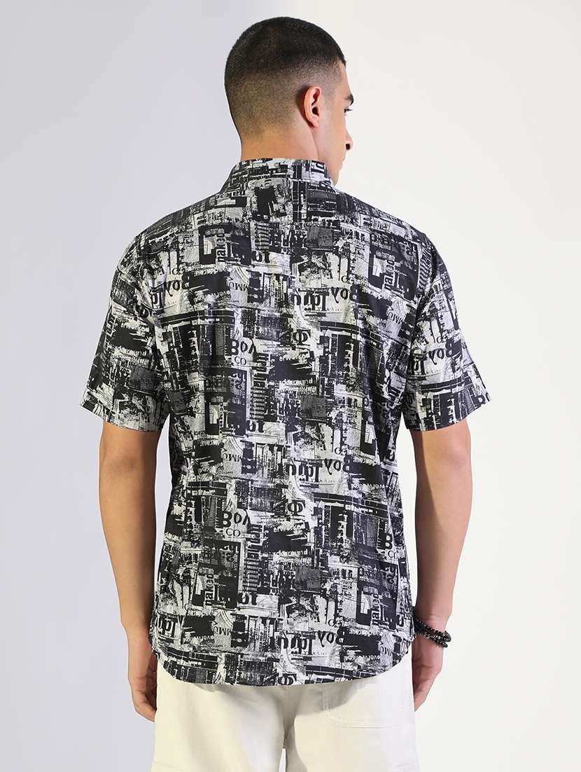 men printed collared shorts sleeve shirt - 22173649 -  Standard Image - 3