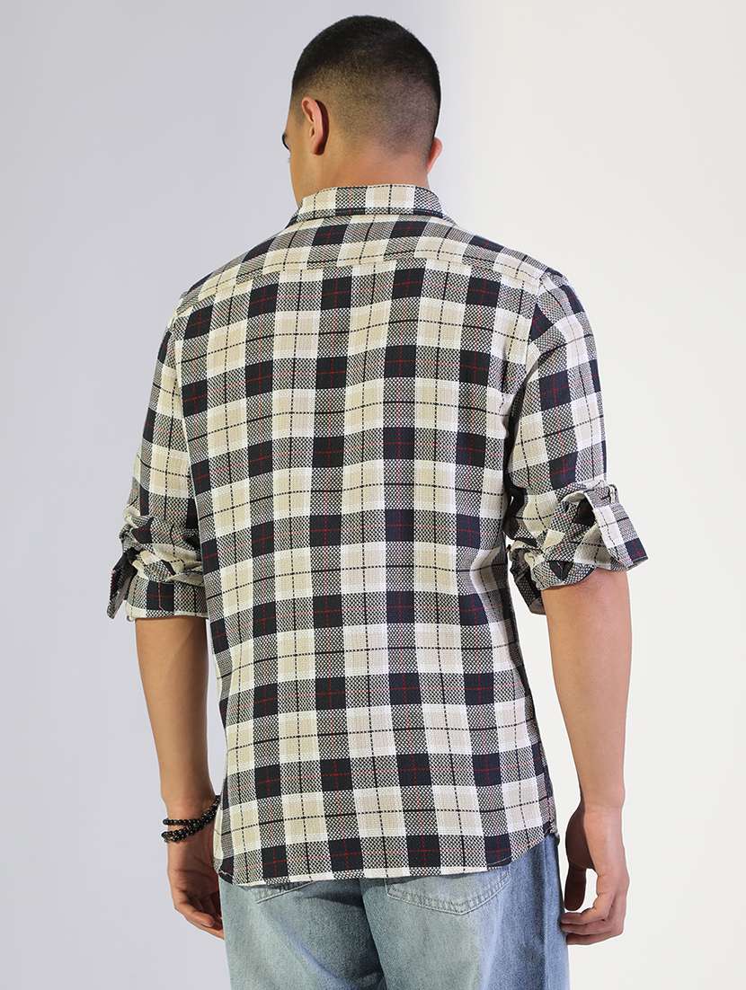 men checkered collared long sleeve shirt - 22173650 -  Standard Image - 3