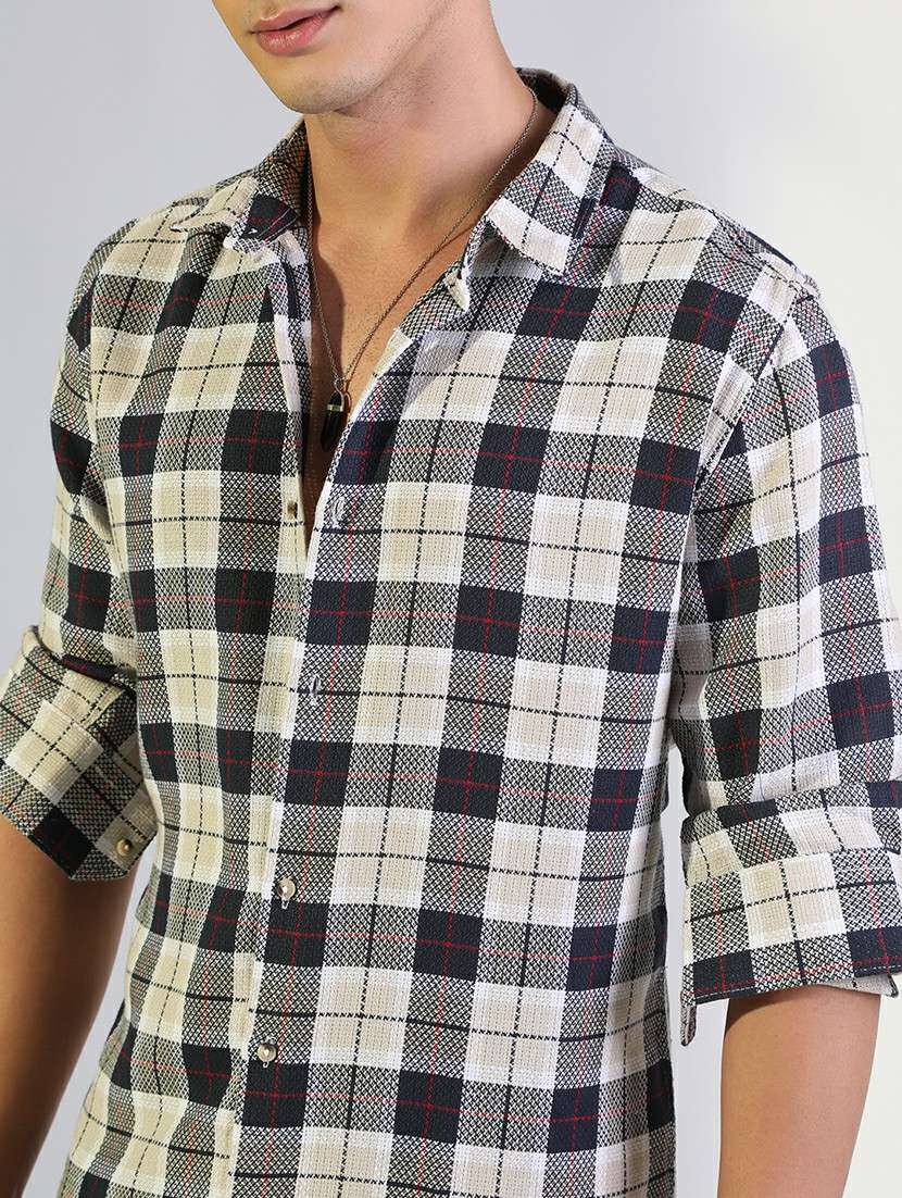 men checkered collared long sleeve shirt - 22173650 -  Standard Image - 5