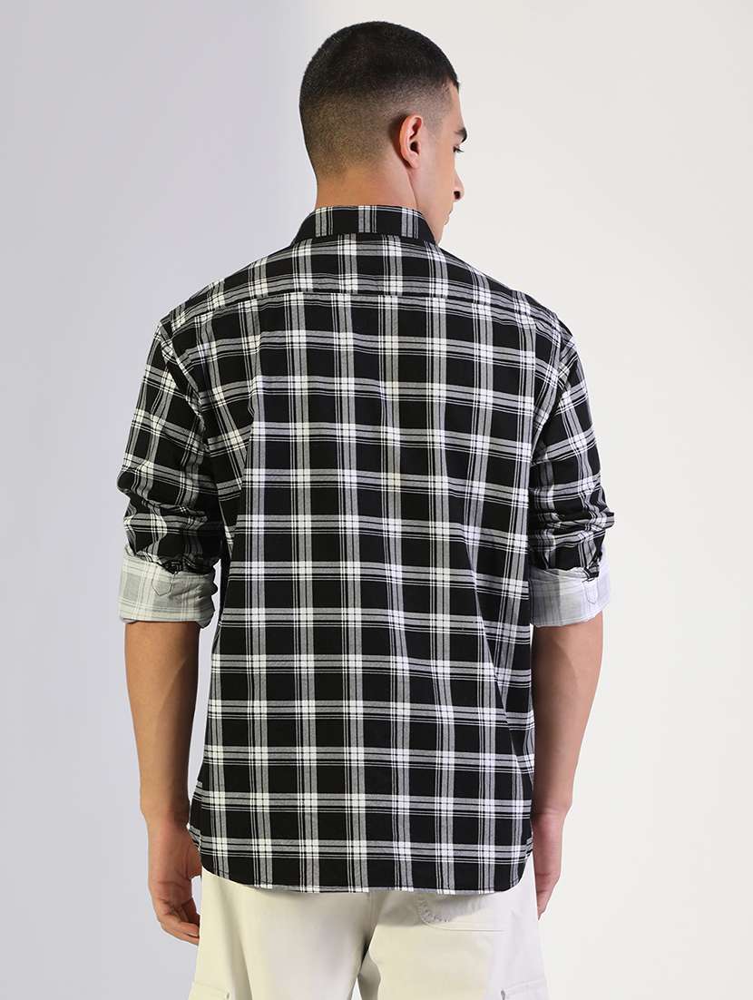 men checkered collared long sleeve shirt - 22173651 -  Standard Image - 3