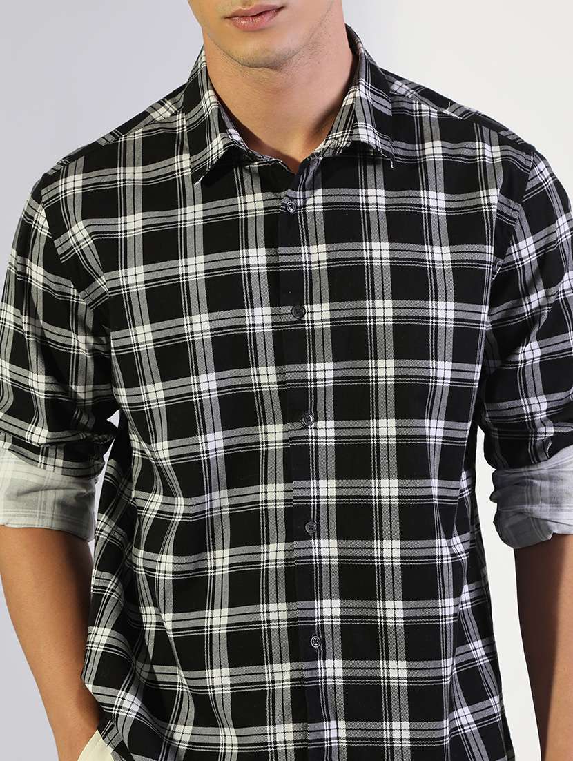 men checkered collared long sleeve shirt - 22173651 -  Standard Image - 5