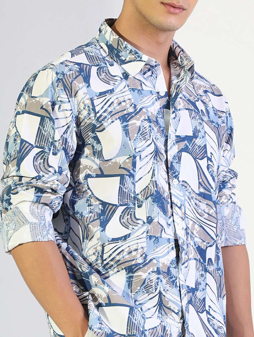 men printed collared long sleeve shirt - 22173653 -  Standard Image - 5