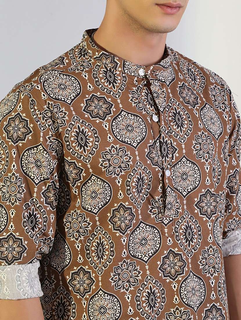men printed long sleeve short kurta - 22173655 -  Standard Image - 5