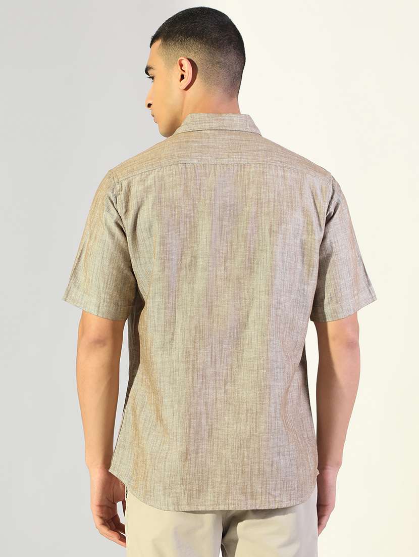men solid collared short sleeve shirt - 22173656 -  Standard Image - 3