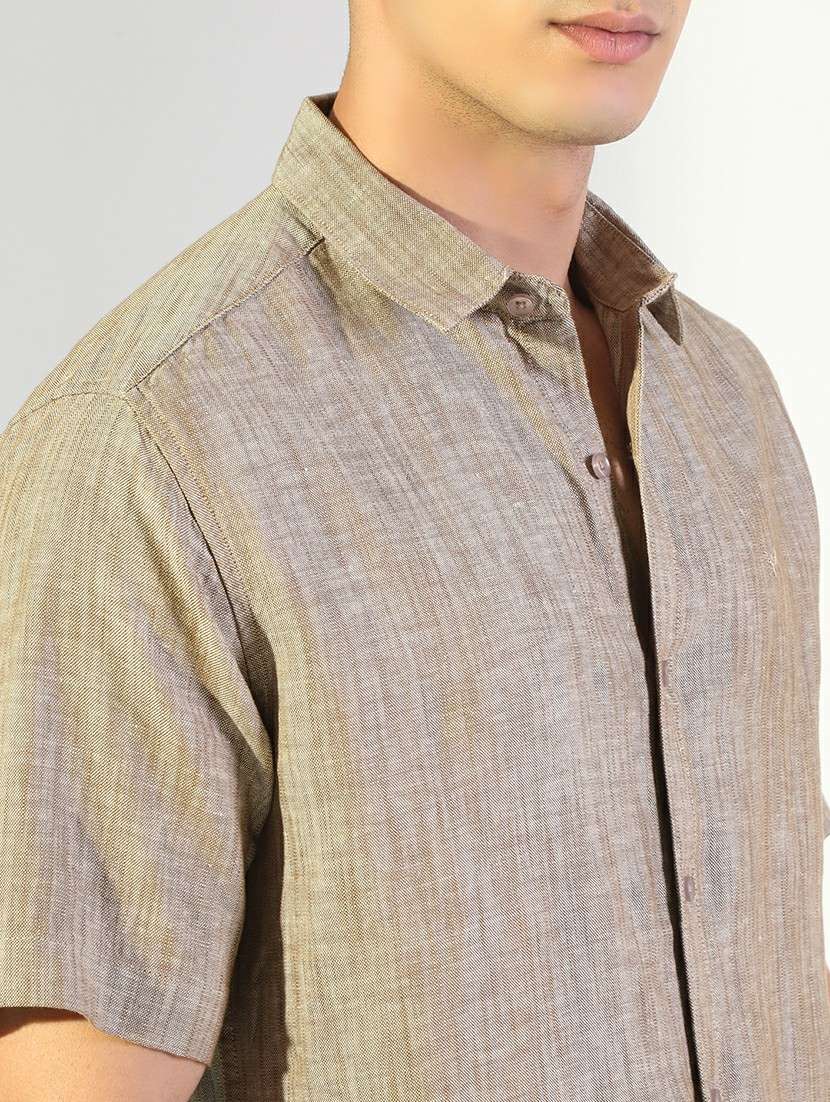 men solid collared short sleeve shirt - 22173656 -  Standard Image - 5