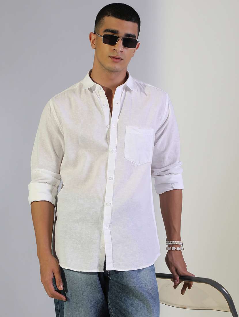 men solid collared long sleeve shirt - 22173657 -  Zoom Image - 0