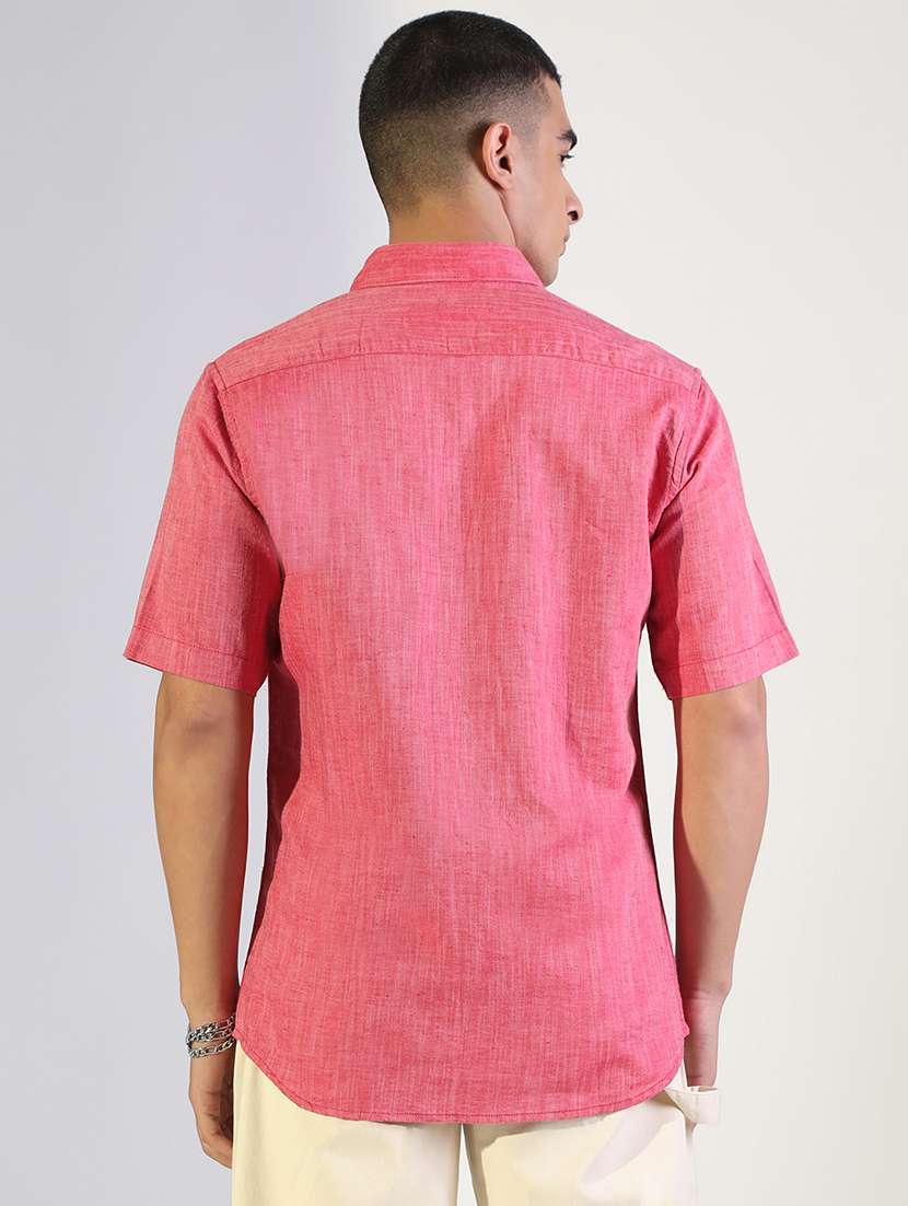 men soild collared short sleeve shirt - 22173658 -  Standard Image - 3