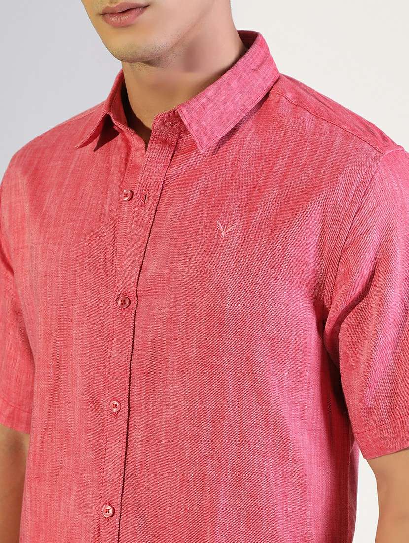 men soild collared short sleeve shirt - 22173658 -  Standard Image - 5
