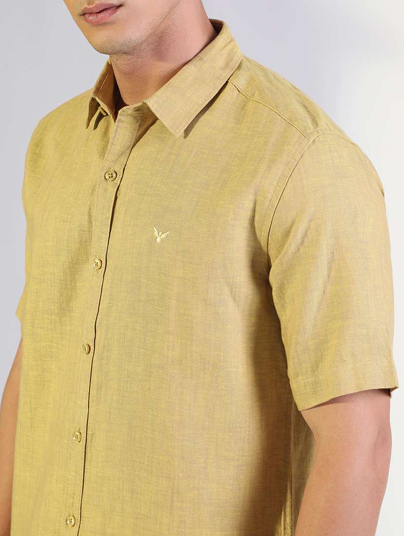 men solid collared short sleeve shirt - 22173659 -  Standard Image - 5