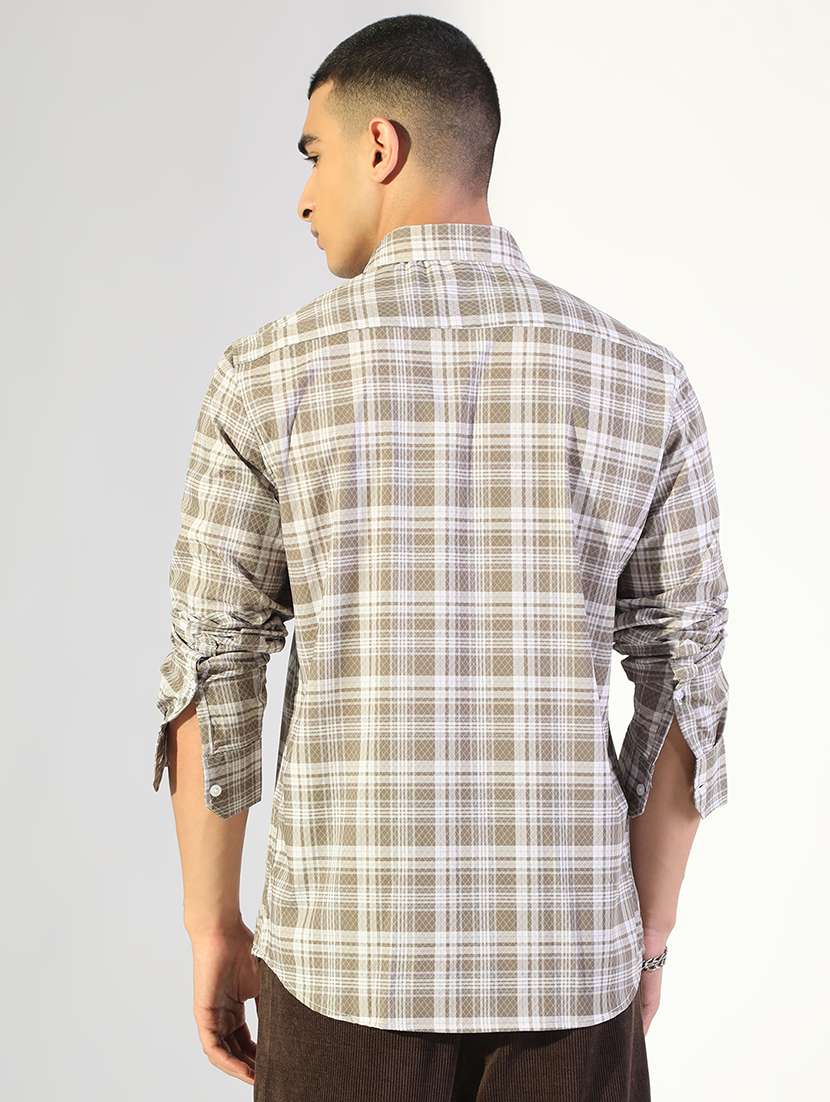 men checkered collared long sleeve shirt - 22173660 -  Standard Image - 3