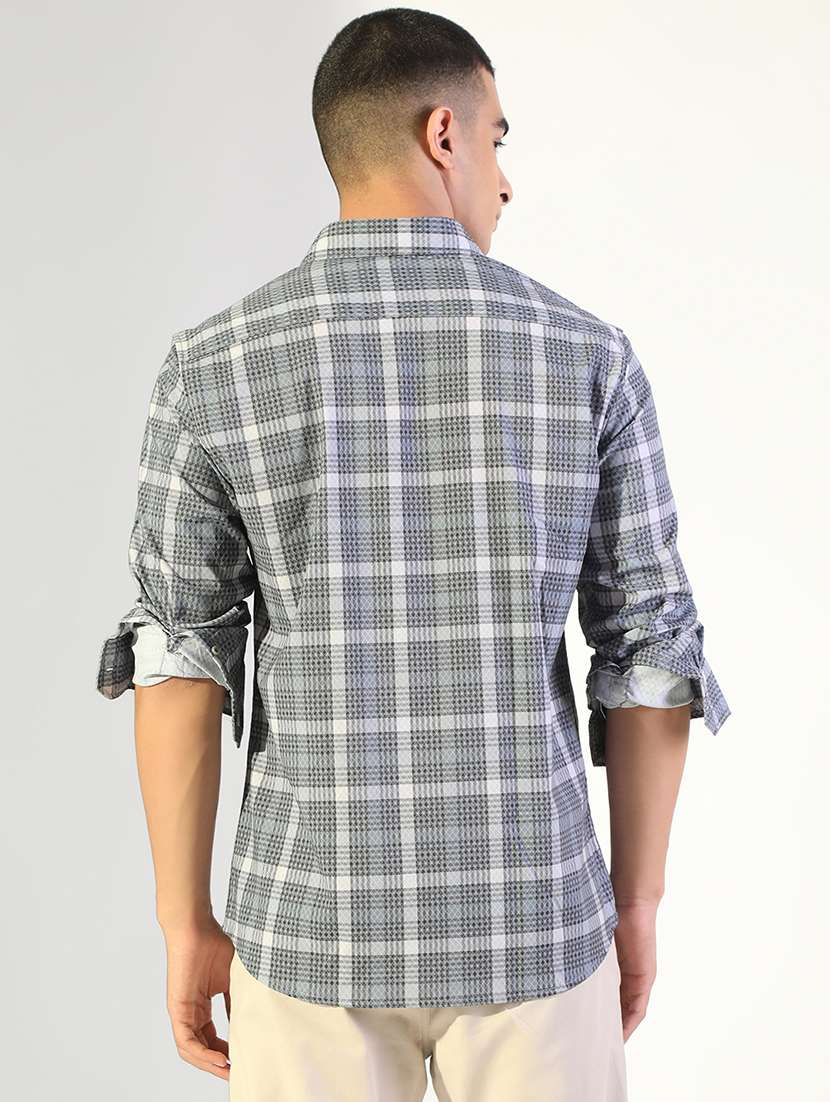 men checkered collared long sleeve shirt - 22173661 -  Standard Image - 3