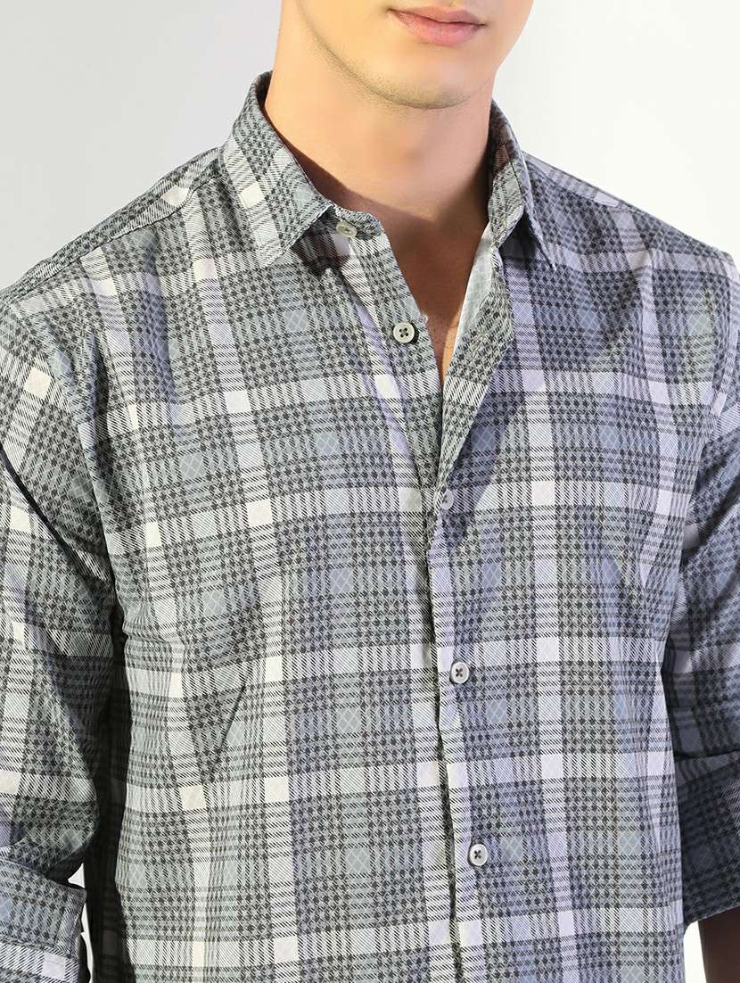 men checkered collared long sleeve shirt - 22173661 -  Standard Image - 5