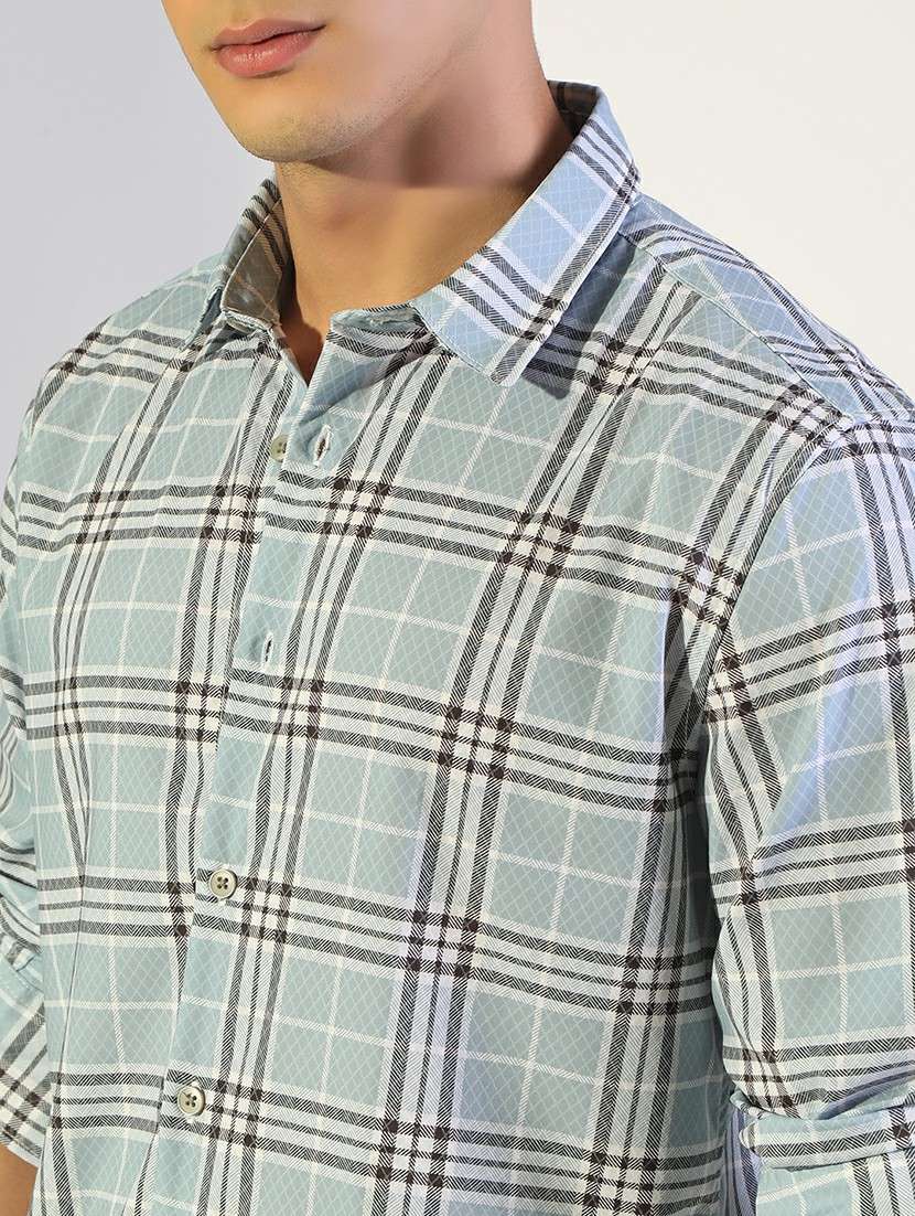men checkered collared long sleeve shirt - 22173663 -  Standard Image - 5