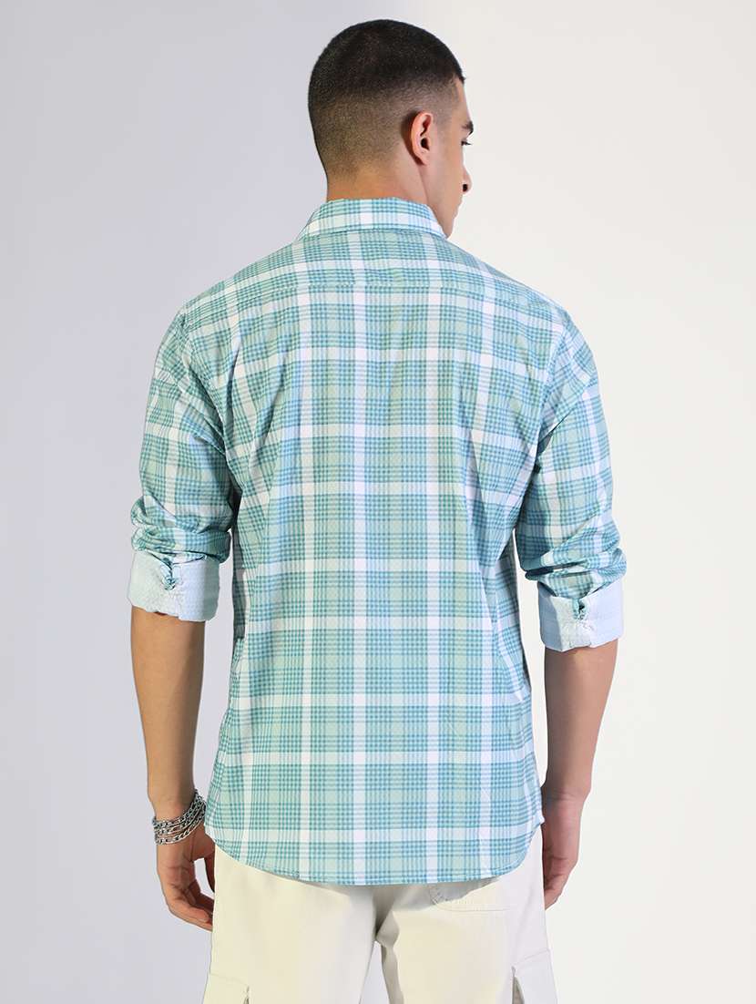 men checkered collared long sleeve shirt - 22173664 -  Standard Image - 3