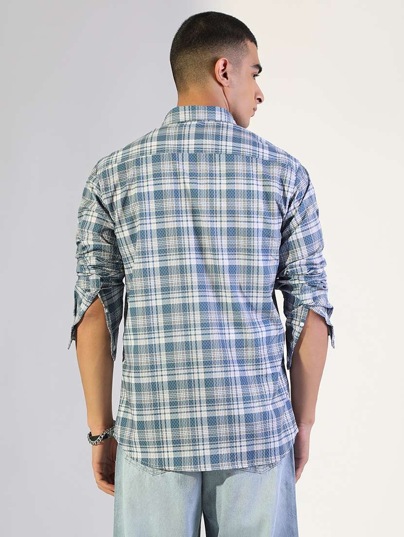 men checkered collared long sleeve shirt - 22173665 -  Standard Image - 3