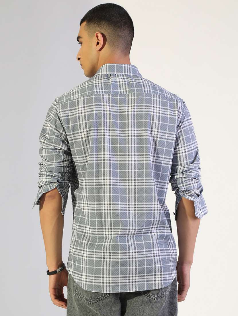 men checkered collared long sleeve shirt - 22173667 -  Standard Image - 3