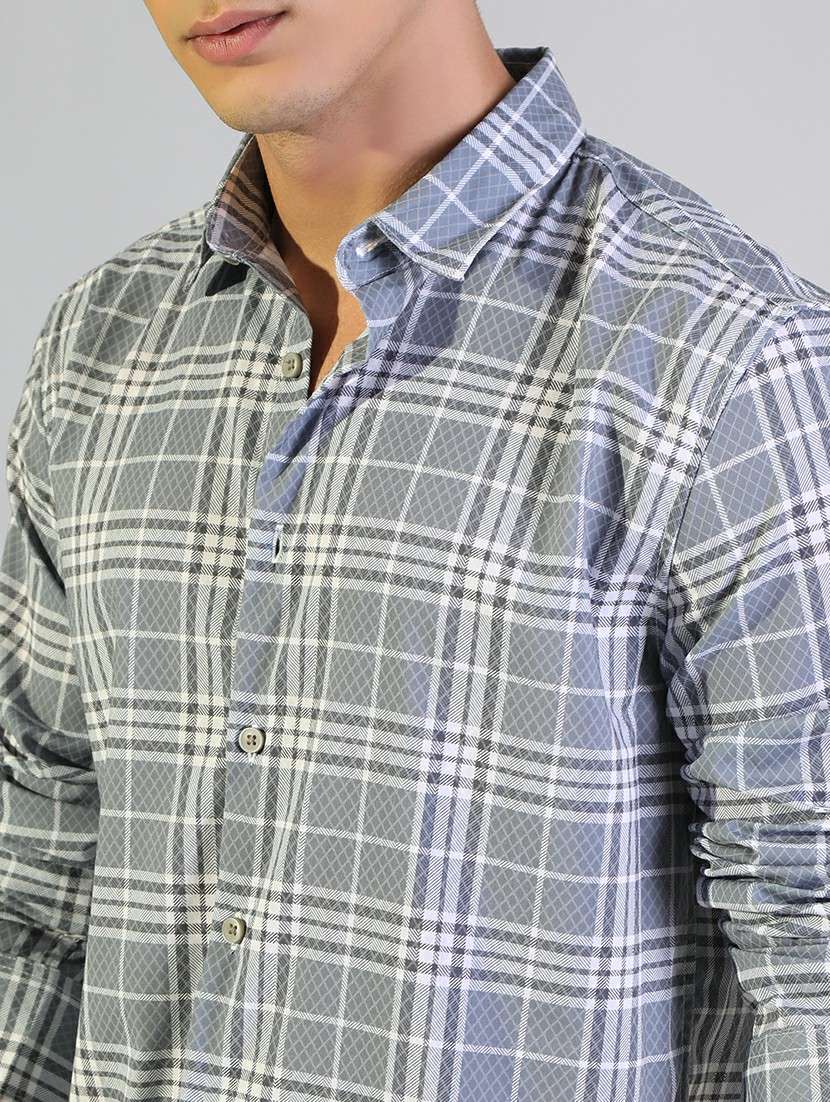 men checkered collared long sleeve shirt - 22173667 -  Standard Image - 5