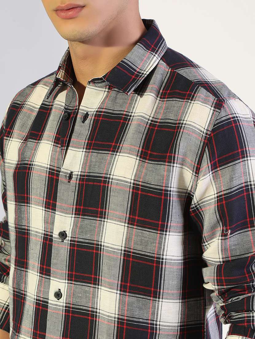men checkered collared long sleeve shirt - 22173668 -  Standard Image - 5