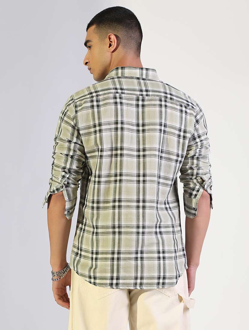 men checkered collared long sleeve shirt - 22173669 -  Standard Image - 3
