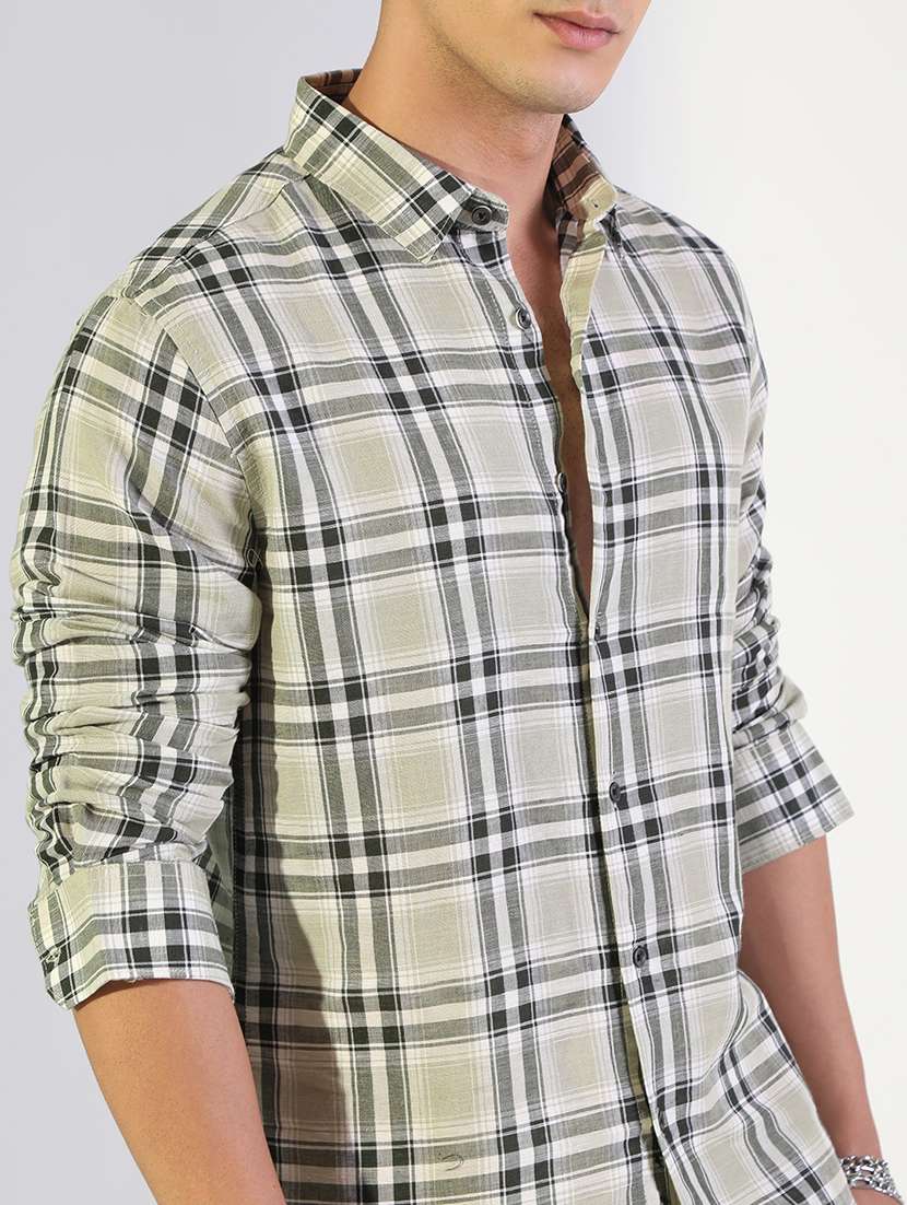 men checkered collared long sleeve shirt - 22173669 -  Standard Image - 5
