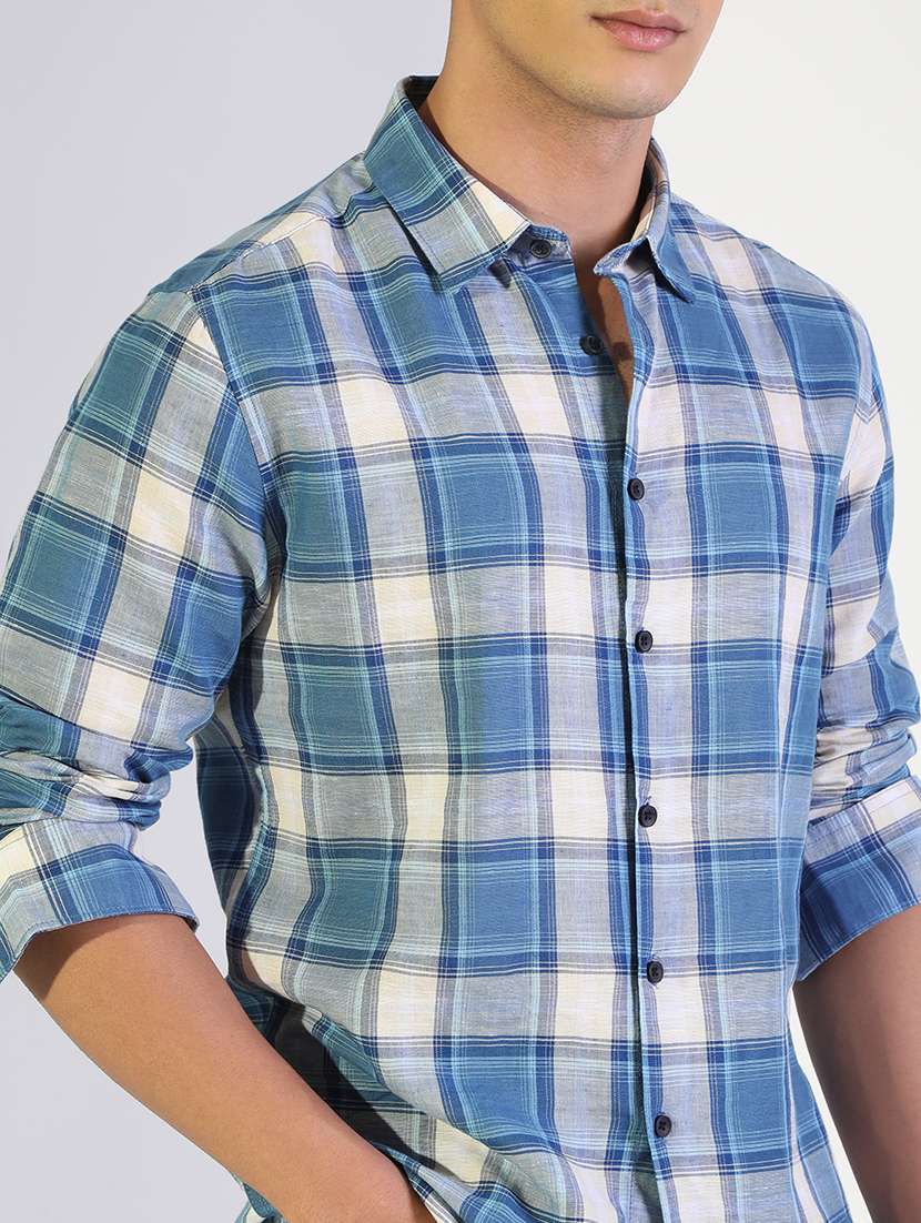 men checkered collared long sleeve shirt - 22173671 -  Standard Image - 5