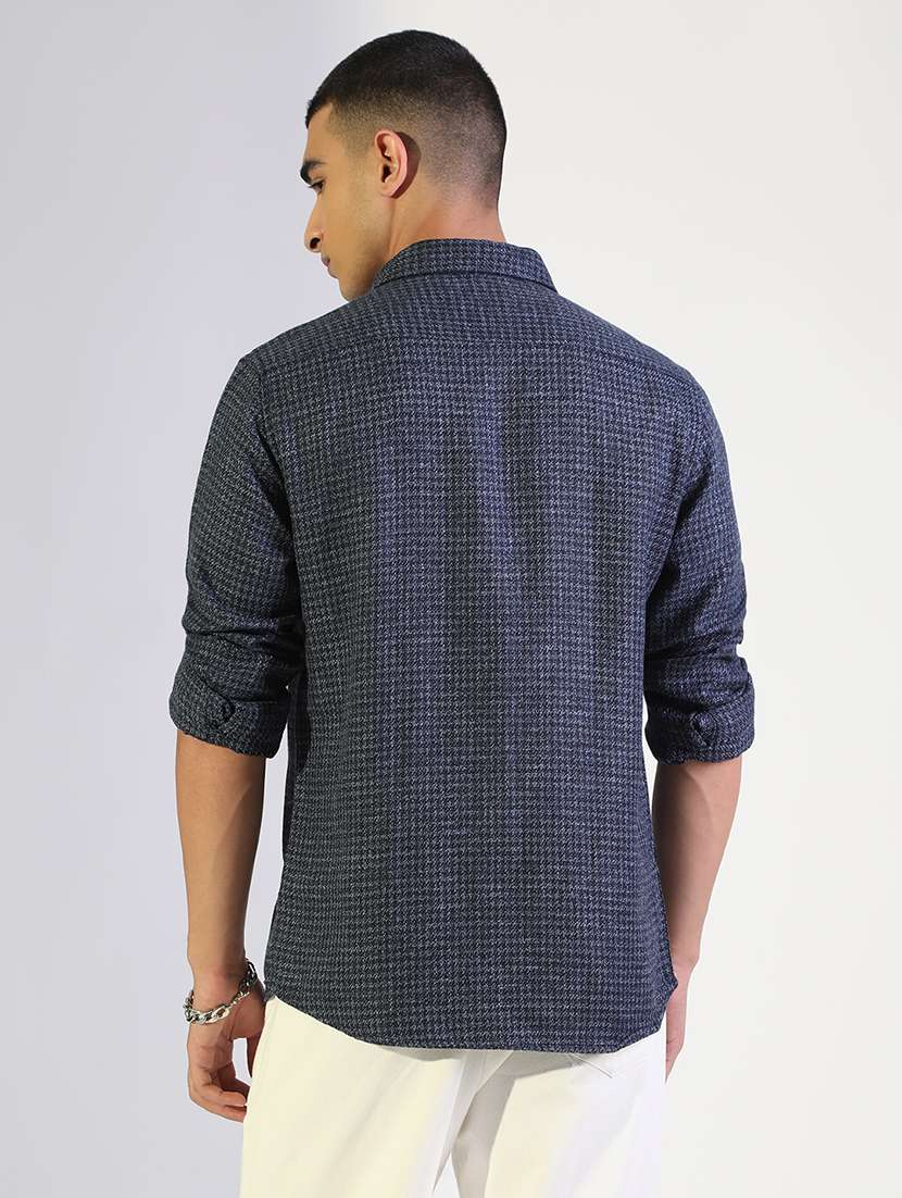 men textured collared long sleeve shirt - 22173672 -  Standard Image - 3