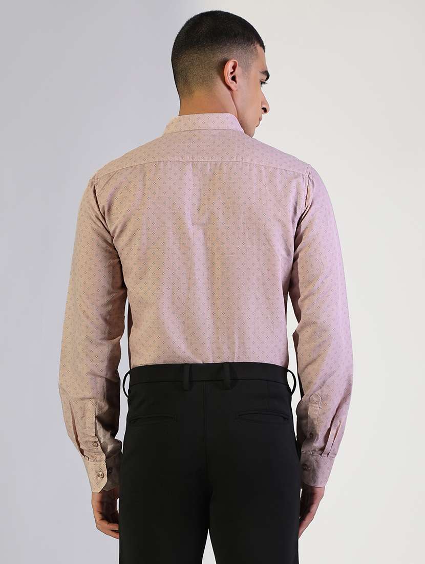 men micro print collared long sleeve shirt - 22173673 -  Standard Image - 3