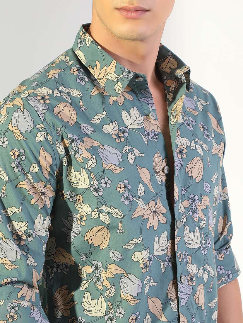 men printed collared long sleeve shirt - 22173674 -  Standard Image - 5