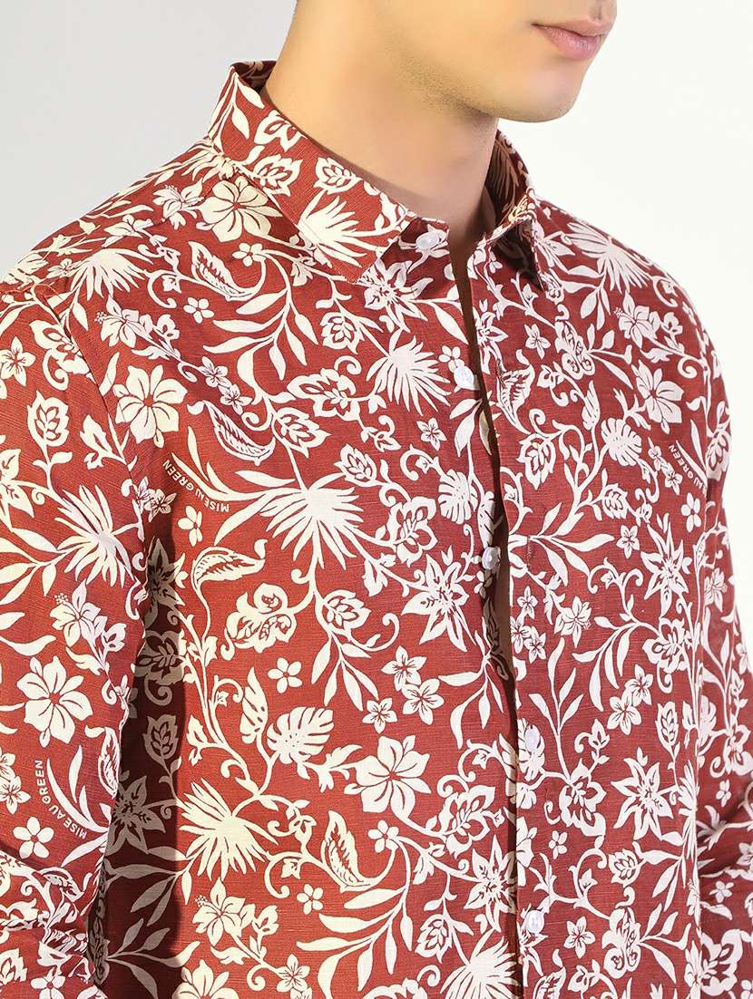 men printed collared long sleeve shirt - 22173677 -  Standard Image - 5