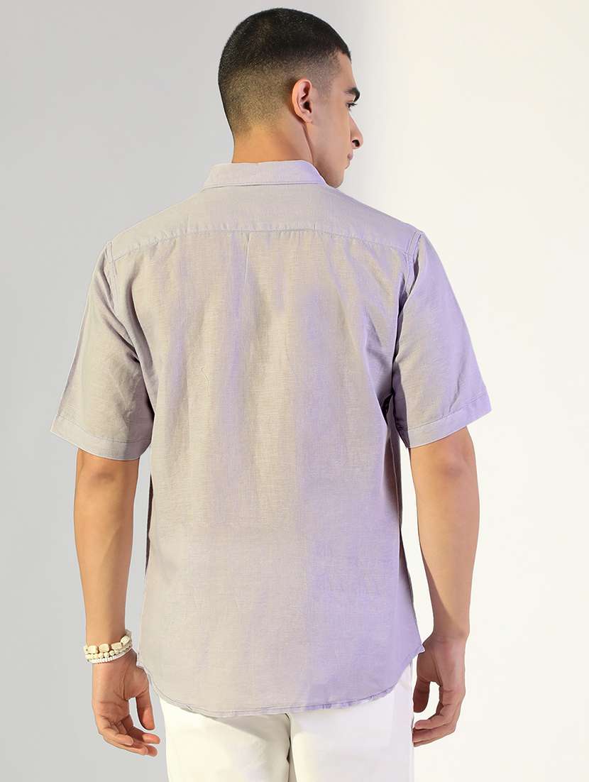 men solid collared short sleeve shirt - 22173682 -  Standard Image - 3