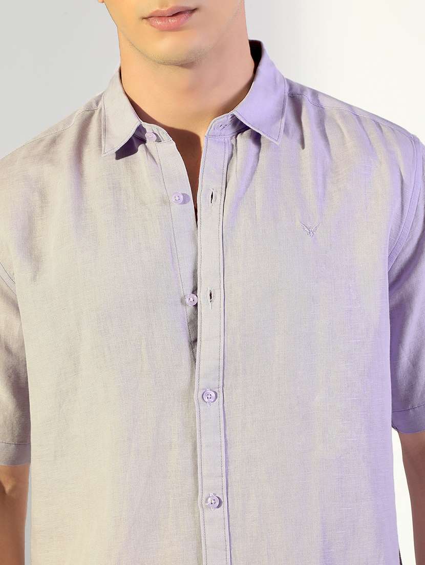 men solid collared short sleeve shirt - 22173682 -  Standard Image - 5