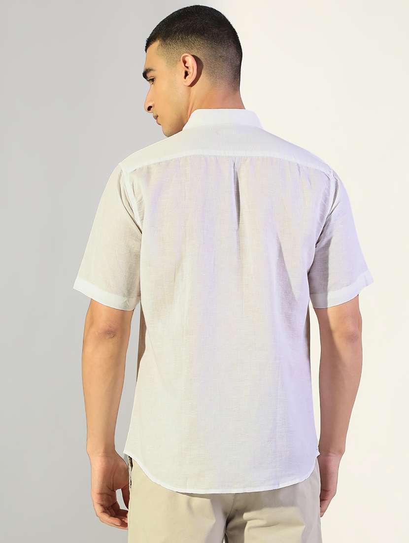 men solid collared short sleeve shirt - 22173684 -  Standard Image - 3