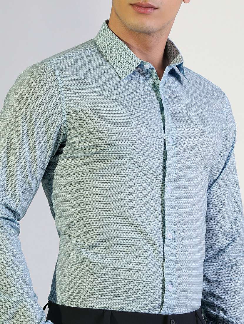 men geometric print collared long sleeve shirt - 22173692 -  Standard Image - 5