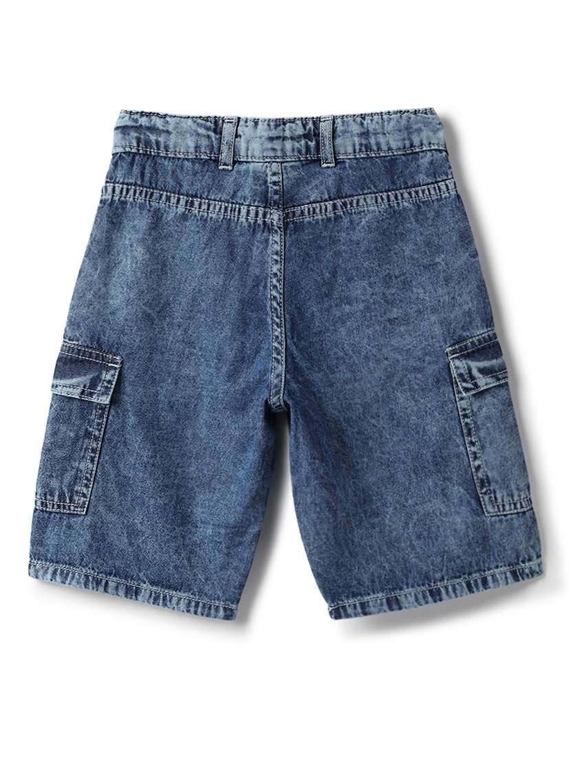 boys solid denim shirt and shorts co-ord set - 22173693 -  Standard Image - 5