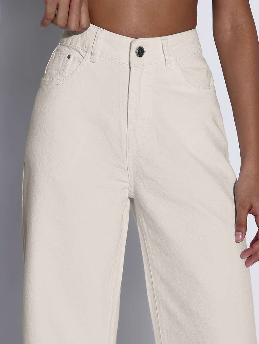 women solid high rise wide leg trouser - 22173704 -  Standard Image - 5